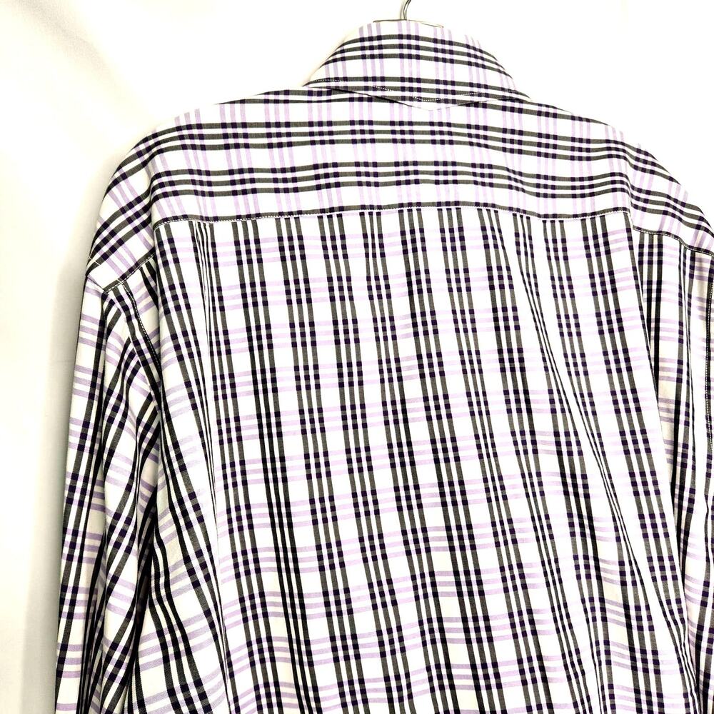 English Laundry by Christopher Wicks Cotton Shirt Size 17.5, 34/35 Purple Plaid - Picture 6 of 16